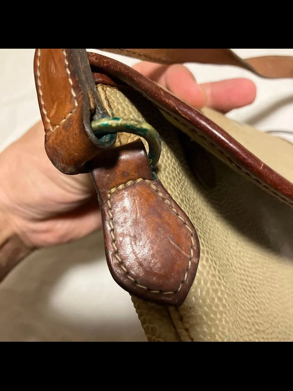 Mulberry Beige and Brown Leather-Trim Crossbody Bag